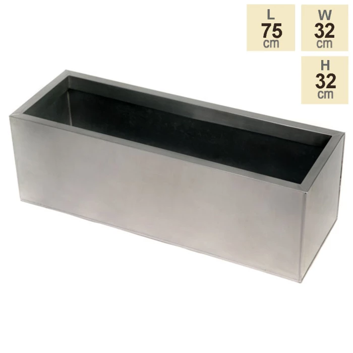 75cm Zinc Galvanised Silver Trough Planter - By Primrose™ 4 75cm Zinc Galvanised Silver Trough Planter - By Primrose™ - Image 2