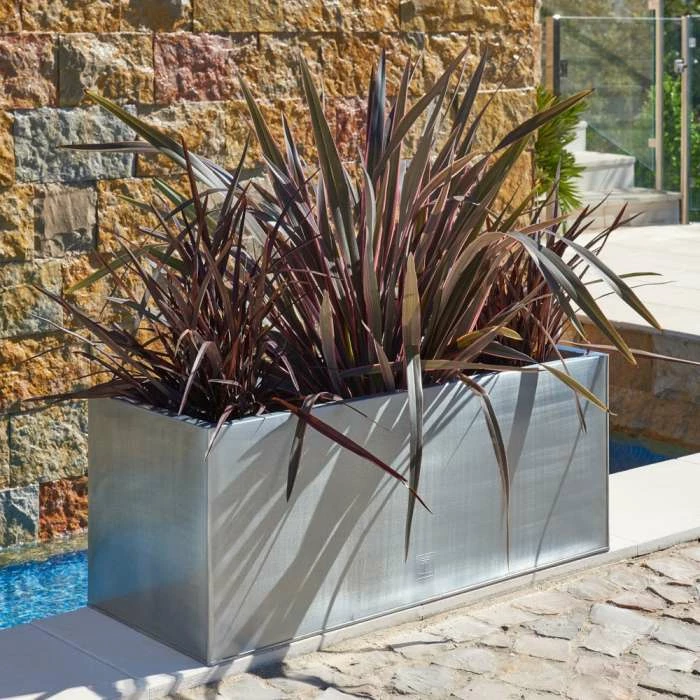 100cm Zinc Galvanised Silver Trough Planter - By Primrose™ 3 100cm Zinc Galvanised Silver Trough Planter - By Primrose™