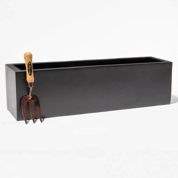 70cm Zinc Galvanised Black Trough Planter - By Primrose™ 5 70cm Zinc Galvanised Black Trough Planter - By Primrose™ - Image 3