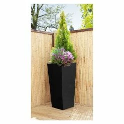 H116cm Zinc Galvanised Black Flared Square Planter - By Primrose™ 7 H116cm Zinc Galvanised Black Flared Square Planter - By Primrose™ -Planters Outlet Store PP0007XL add image 2 2456