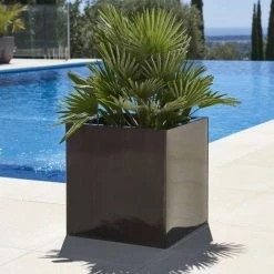 Planters Outlet Store 17 40cm Zinc Galvanised Mocha Brown Cube Planter - By Primrose™