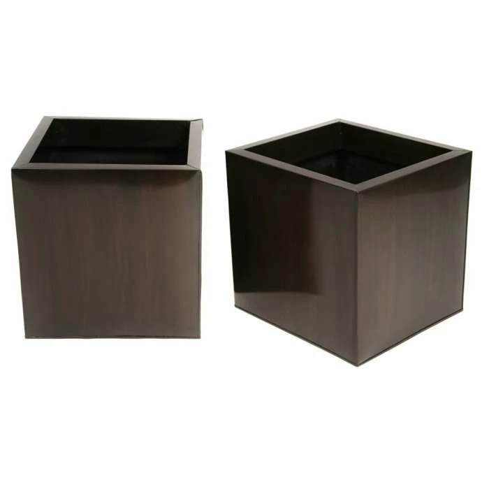 30cm Zinc Galvanised Mocha Brown Cube Pot - By Primrose™ 4 30cm Zinc Galvanised Mocha Brown Cube Pot - By Primrose™ - Image 2