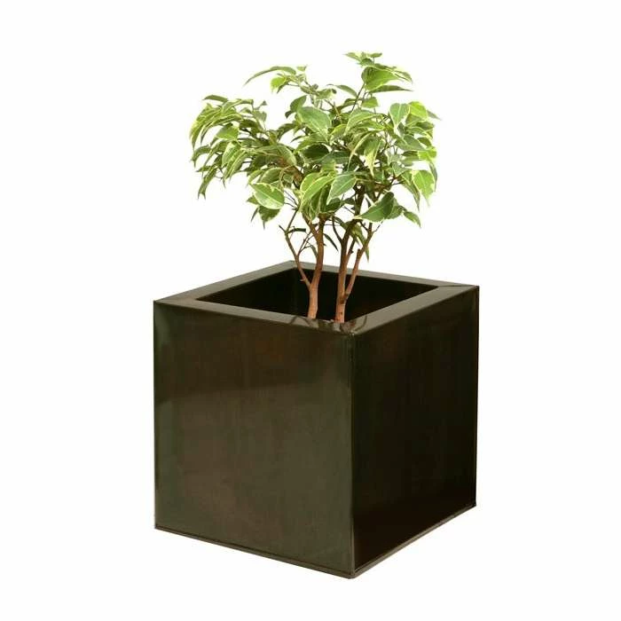 50cm Zinc Galvanised Mocha Brown Cube Planter - By Primrose™ 5 50cm Zinc Galvanised Mocha Brown Cube Planter - By Primrose™ - Image 3