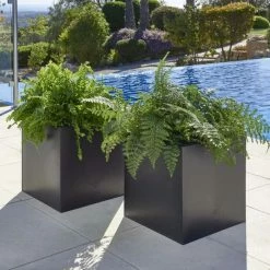 40cm Zinc Galvanised Large Black Cube Planter by Primrose™ 9 40cm Zinc Galvanised Large Black Cube Planter by Primrose™ -Planters Outlet Store PP0078L add image 1 3d1b