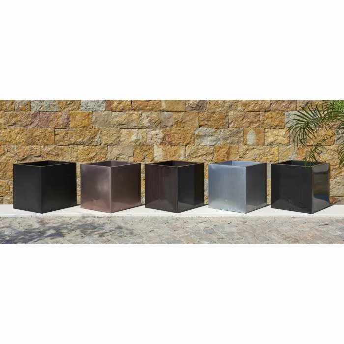 40cm Zinc Galvanised Large Black Cube Planter by Primrose™ 6 40cm Zinc Galvanised Large Black Cube Planter by Primrose™ - Image 4