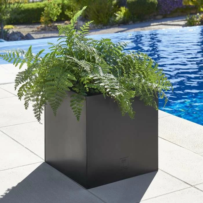 40cm Zinc Galvanised Large Black Cube Planter by Primrose™ 3 40cm Zinc Galvanised Large Black Cube Planter by Primrose™