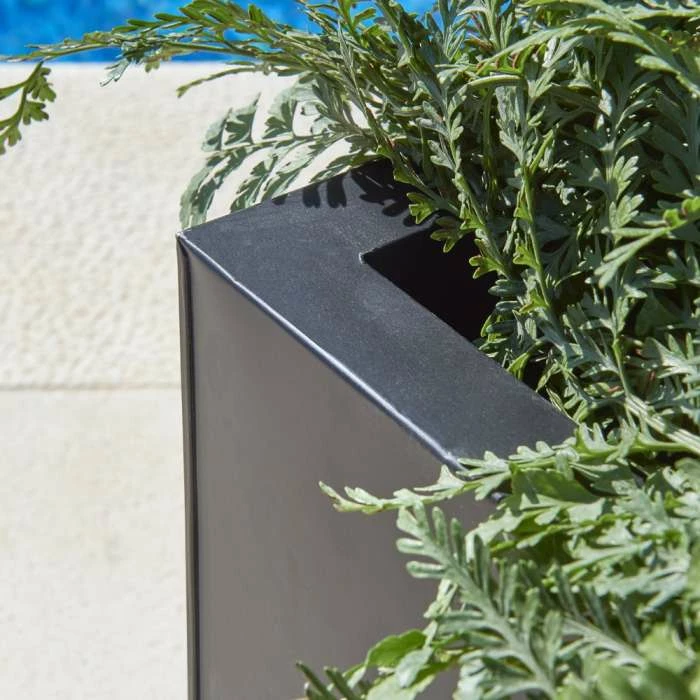 40cm Zinc Galvanised Large Black Cube Planter by Primrose™ 4 40cm Zinc Galvanised Large Black Cube Planter by Primrose™ - Image 2