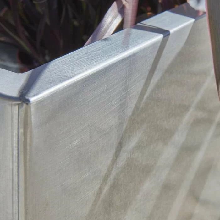 40cm Zinc Galvanised Silver Cube Planters - By Primrose™ 4 40cm Zinc Galvanised Silver Cube Planters - By Primrose™ - Image 2