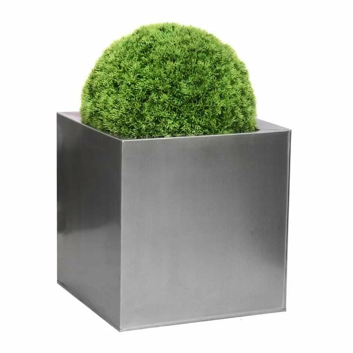 30cm Zinc Galvanised Silver Cube Pot - By Primrose™ 3 30cm Zinc Galvanised Silver Cube Pot - By Primrose™