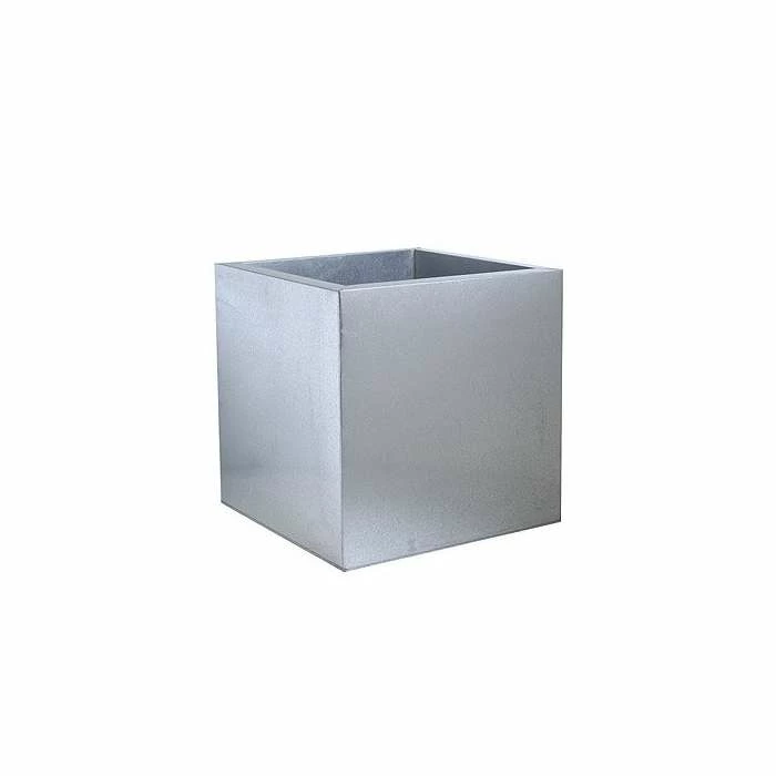 50cm Zinc Galvanised Silver Cube Planter - By Primrose™ 5 50cm Zinc Galvanised Silver Cube Planter - By Primrose™ - Image 3