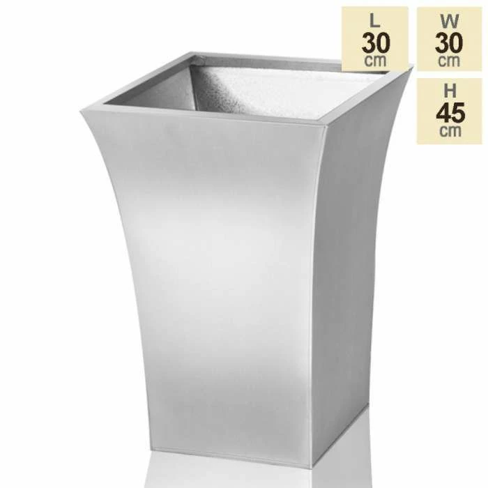 H42.5cm Zinc Galvanised Silver Flared Square Planter -By Primrose™ 7 H42.5cm Zinc Galvanised Silver Flared Square Planter -By Primrose™ - Image 5