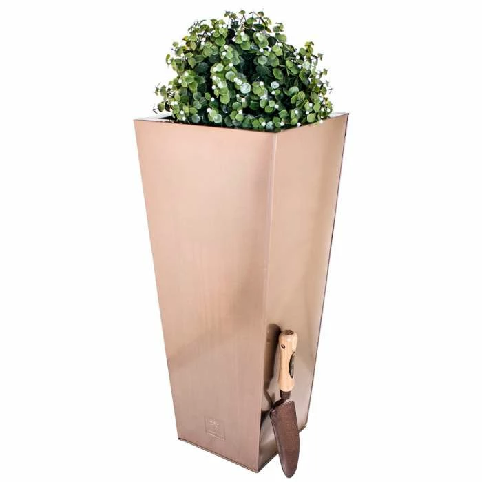 H70cm Zinc Galvanised Flared Square Planter in a Copper Finish by Primrose™ 5 H70cm Zinc Galvanised Flared Square Planter in a Copper Finish by Primrose™ - Image 3