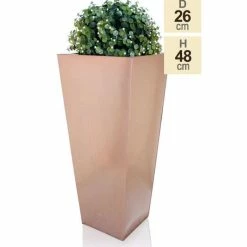 H48cm Zinc Galvanised Flared Square Planter in a Copper Finish by Primrose™ -Planters Outlet Store PP0262S e90c