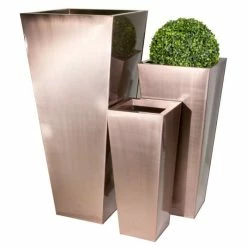 H116cm Zinc Galvanised Flared Square Planter in a Copper Finish by Primrose™ -Planters Outlet Store PP0262XL add image 4 8581