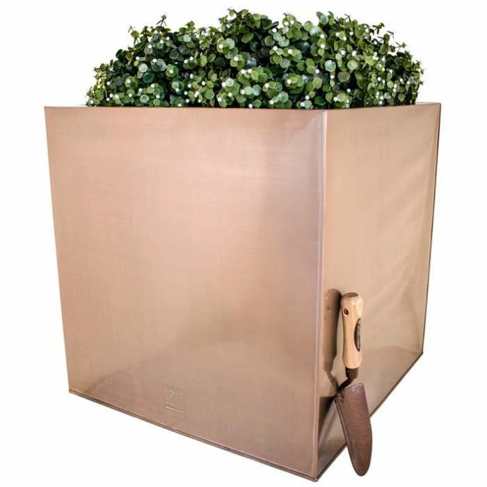60cm Zinc Galvanised Cube Planter in a Copper Finish by Primrose™ 6 60cm Zinc Galvanised Cube Planter in a Copper Finish by Primrose™ - Image 4