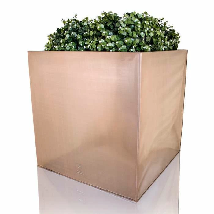 60cm Zinc Galvanised Cube Planter in a Copper Finish by Primrose™ 7 60cm Zinc Galvanised Cube Planter in a Copper Finish by Primrose™ - Image 5