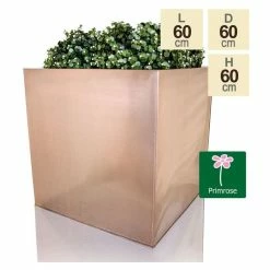 60cm Zinc Galvanised Cube Planter in a Copper Finish by Primrose™