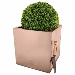 40cm Zinc Galvanised Cube Planter in a Copper Finish by Primrose™ -Planters Outlet Store PP0264L add image 2 a403