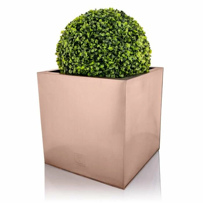 30cm Zinc Galvanised Cube Planter in a Copper Finish by Primrose™ 7 30cm Zinc Galvanised Cube Planter in a Copper Finish by Primrose™ - Image 5