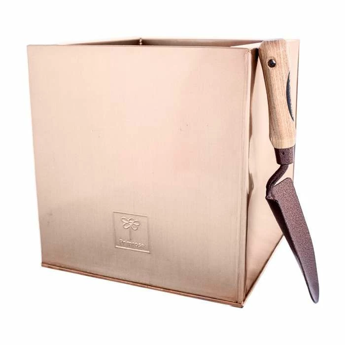 30cm Zinc Galvanised Cube Planter in a Copper Finish by Primrose™ 4 30cm Zinc Galvanised Cube Planter in a Copper Finish by Primrose™ - Image 2