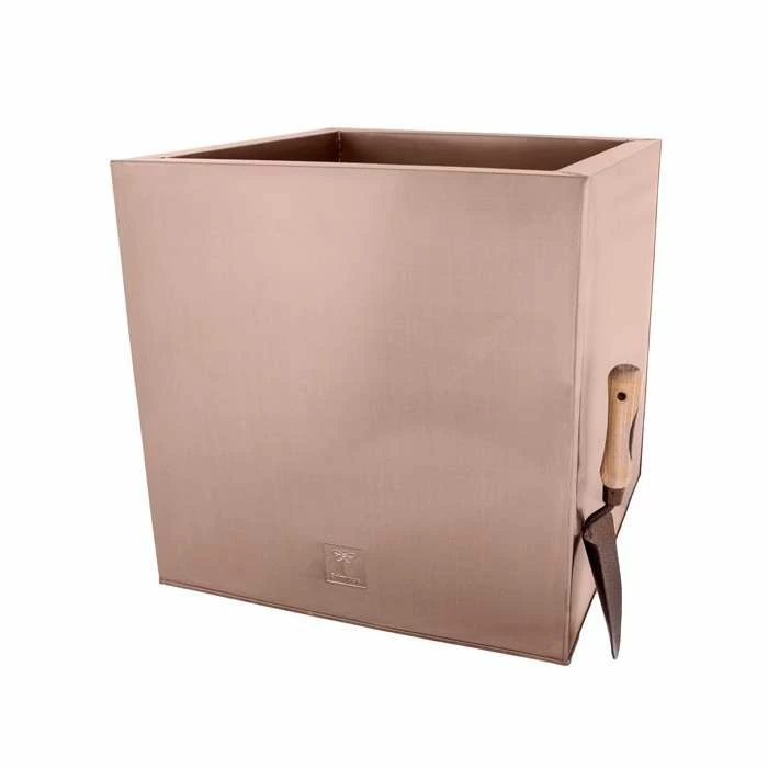 50cm Zinc Galvanised Cube Planter in a Copper Finish by Primrose™ 4 50cm Zinc Galvanised Cube Planter in a Copper Finish by Primrose™ - Image 2