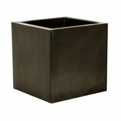 30cm Zinc Galvanised Pewter Cube Pot - By Primrose™ -Planters Outlet Store PP0335M add image 2 c908