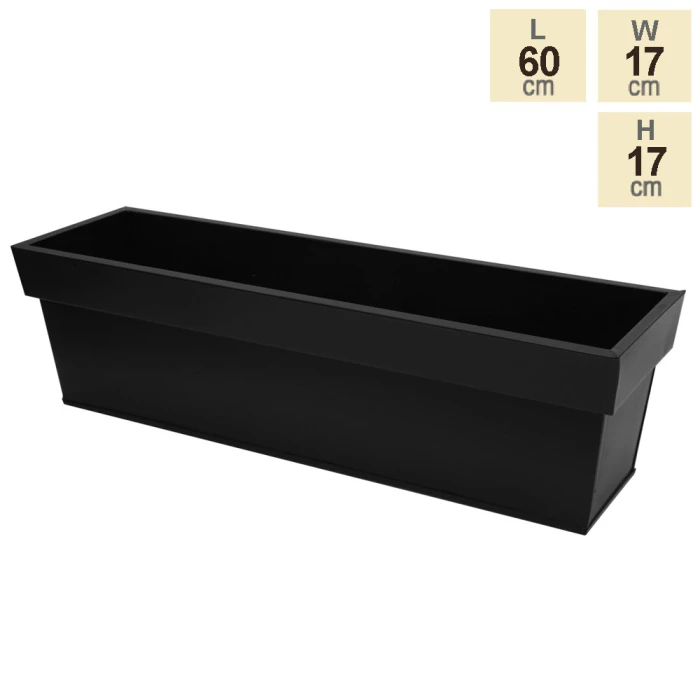 60cm Zinc Edge Black Trough Planter - By Primrose™ 7 60cm Zinc Edge Black Trough Planter - By Primrose™ - Image 5