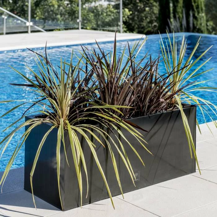 1m Zinc Galvanised Pewter Trough Planters - By Primrose™ 3 1m Zinc Galvanised Pewter Trough Planters - By Primrose™