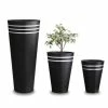 H49cm Tall Round Black Zinc Planter - By Primrose™ 1 H49cm Tall Round Black Zinc Planter - By Primrose™ -Planters Outlet Store PP0521M rollover image 7d79
