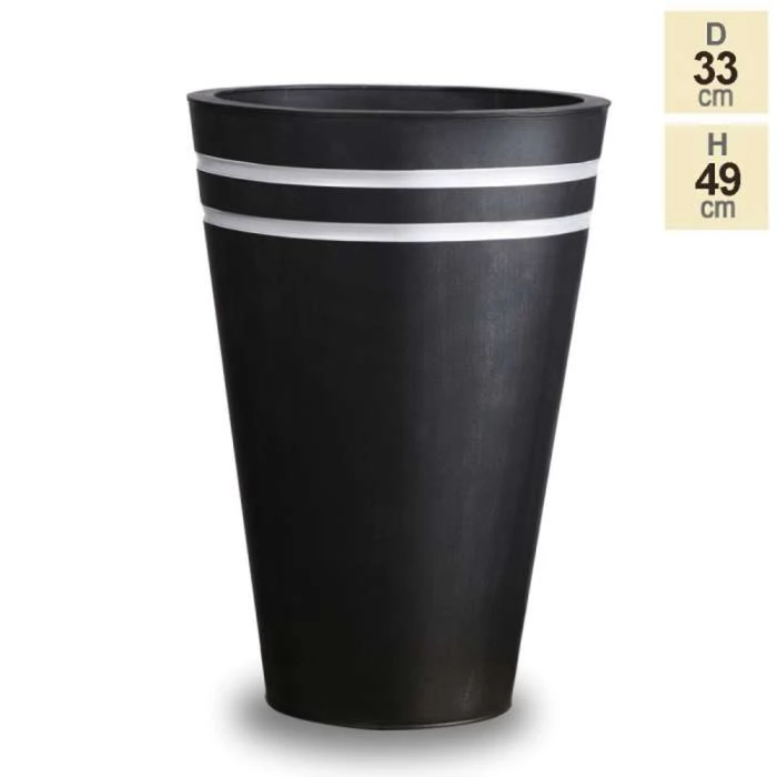 H49cm Tall Round Black Zinc Planter - By Primrose™ 4 H49cm Tall Round Black Zinc Planter - By Primrose™ - Image 2