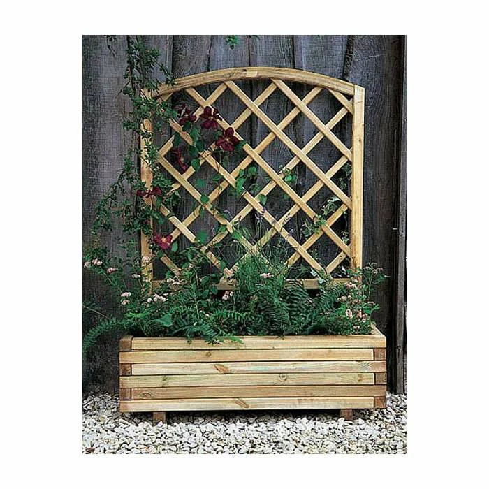 L1m Toulouse Wooden Trough Planter with Trellis 3 L1m Toulouse Wooden Trough Planter with Trellis