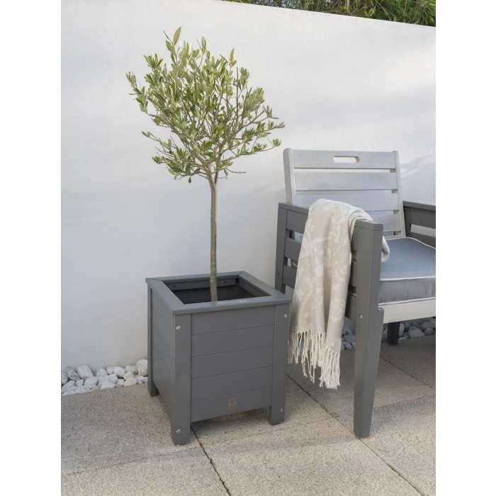 Norfolk Leisure Grigio Wooden Square Planter in Grey 3 Norfolk Leisure Grigio Wooden Square Planter in Grey