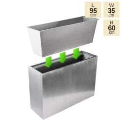 95cm Zinc Tall Trough Planter with Insert in Silver - By Primrose™ -Planters Outlet Store PP1771L main image bb36