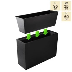 95cm Zinc Tall Trough Planter with Insert - By Primrose™ -Planters Outlet Store PP1772L main image f9d7