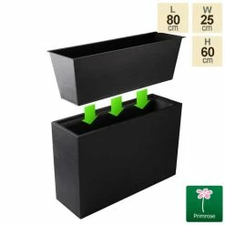 80cm Black Zinc Tall Trough Planter With Insert - By Primrose™ 11 80cm Black Zinc Tall Trough Planter With Insert - By Primrose™ -Planters Outlet Store PP1772S add image 3 1713