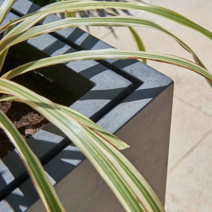 80cm Black Zinc Tall Trough Planter With Insert - By Primrose™ 4 80cm Black Zinc Tall Trough Planter With Insert - By Primrose™ - Image 2