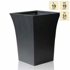 H31cm Black Square Flared Planter - By Primrose™ -Planters Outlet Store PP1841S1 ac94