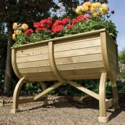 W1.07m (3ft 6in) Wooden Marberry Barrel Planter by Rowlinson® -Planters Outlet Store PP1881 add image 1 59dd