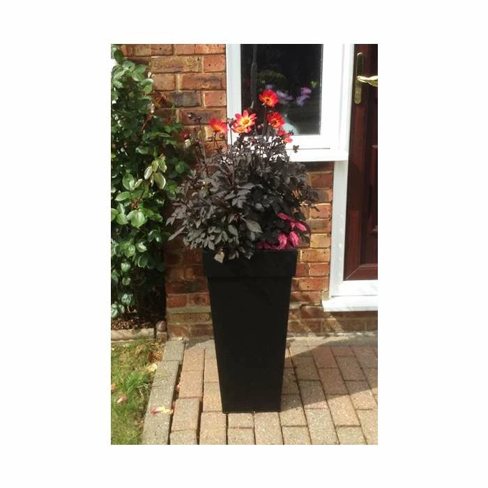 H70cm Black Zinc Tall Flared Square Planter - By Primrose™ 5 H70cm Black Zinc Tall Flared Square Planter - By Primrose™ - Image 3