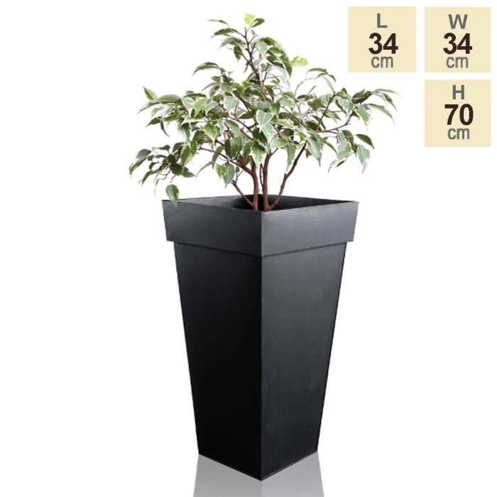 H70cm Black Zinc Tall Flared Square Planter - By Primrose™ 6 H70cm Black Zinc Tall Flared Square Planter - By Primrose™ - Image 4