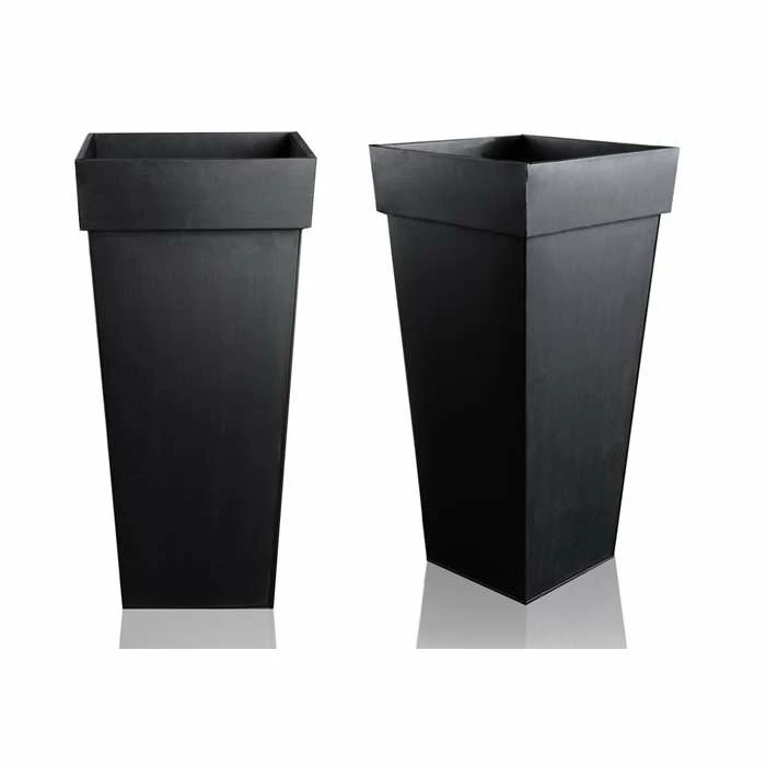 H70cm Black Zinc Tall Flared Square Planter - By Primrose™ 3 H70cm Black Zinc Tall Flared Square Planter - By Primrose™