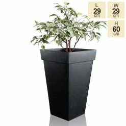 H60cm Black Zinc Tall Flared Square Planter - By Primrose™ -Planters Outlet Store PP1890S 5a3d
