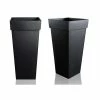 H60cm Black Zinc Tall Flared Square Planter - By Primrose™ -Planters Outlet Store PP1890S rollover image 7137