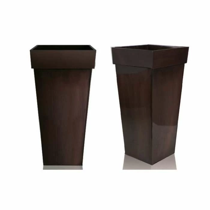 H80cm Mocha Brown Zinc Tall Flared Square Planter - By Primrose™ 3 H80cm Mocha Brown Zinc Tall Flared Square Planter - By Primrose™