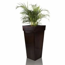 H70cm Mocha Brown Zinc Tall Flared Square Planter - By Primrose™ 10 H70cm Mocha Brown Zinc Tall Flared Square Planter - By Primrose™ -Planters Outlet Store PP1891M add image 2 ddec
