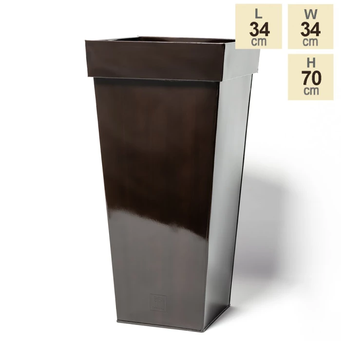 H70cm Mocha Brown Zinc Tall Flared Square Planter - By Primrose™ 8 H70cm Mocha Brown Zinc Tall Flared Square Planter - By Primrose™ - Image 6
