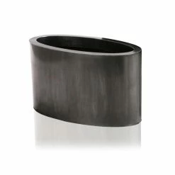 W60cm Platinum Low Oval Zinc Galvanised Planter - By Primrose™ -Planters Outlet Store PP1975 add image 2 ccf8