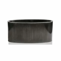 W60cm Platinum Low Oval Zinc Galvanised Planter - By Primrose™