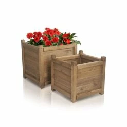 H45cm Wooden Cube Planter by Liz Frances™ -Planters Outlet Store PP2447S add image 2 8e66