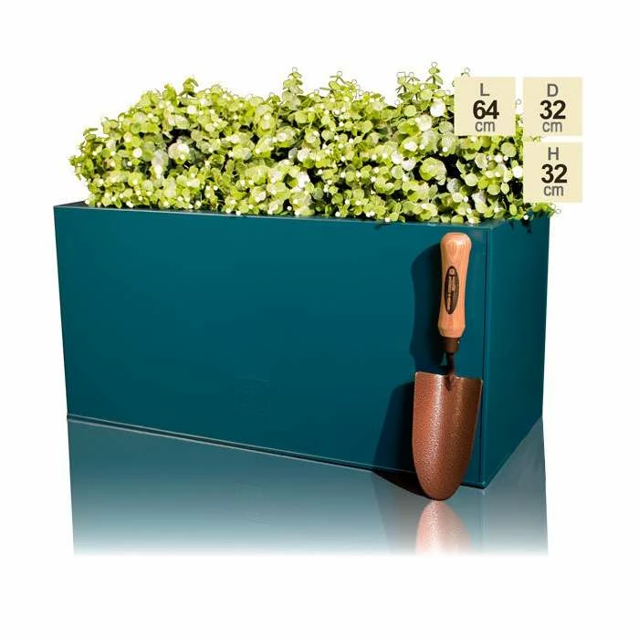64cm Zinc Galvanised Teal Trough Planter - By Primrose™ 6 64cm Zinc Galvanised Teal Trough Planter - By Primrose™ - Image 4